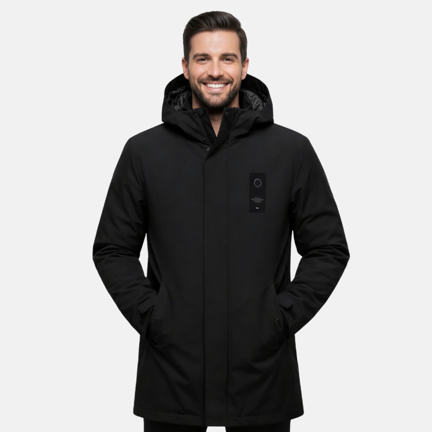 Men’s Waterproof Winter Jacket Polyester Hooded Insulated Outerwear