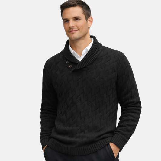Men’s Collar Sweater | Winter Wool Blend Knit Pullover