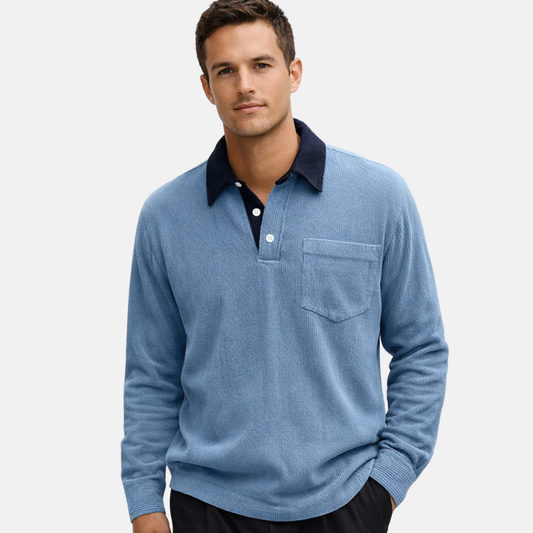 Men’s Cotton Corduroy Long Sleeve Polo Shirt