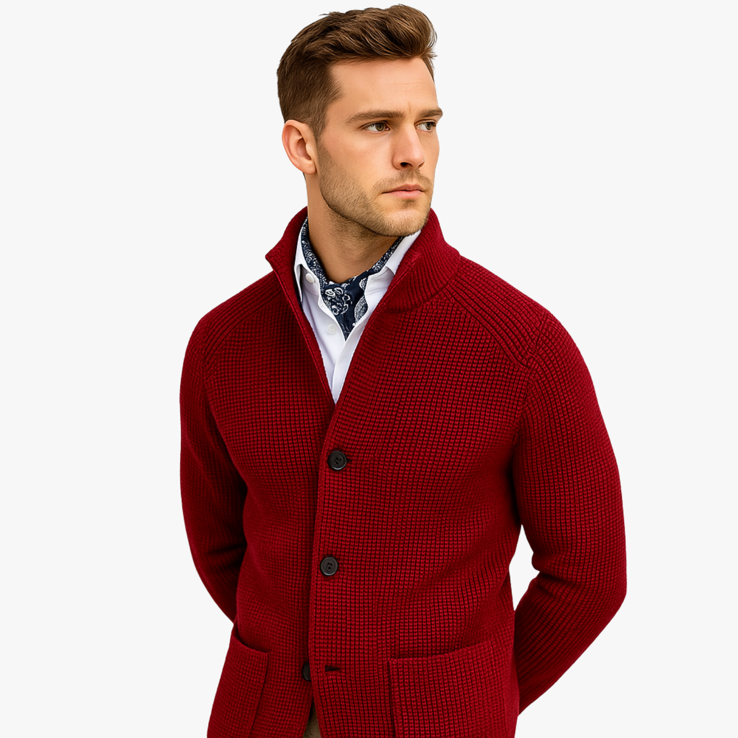 Men’s Retro Military Knit Cardigan