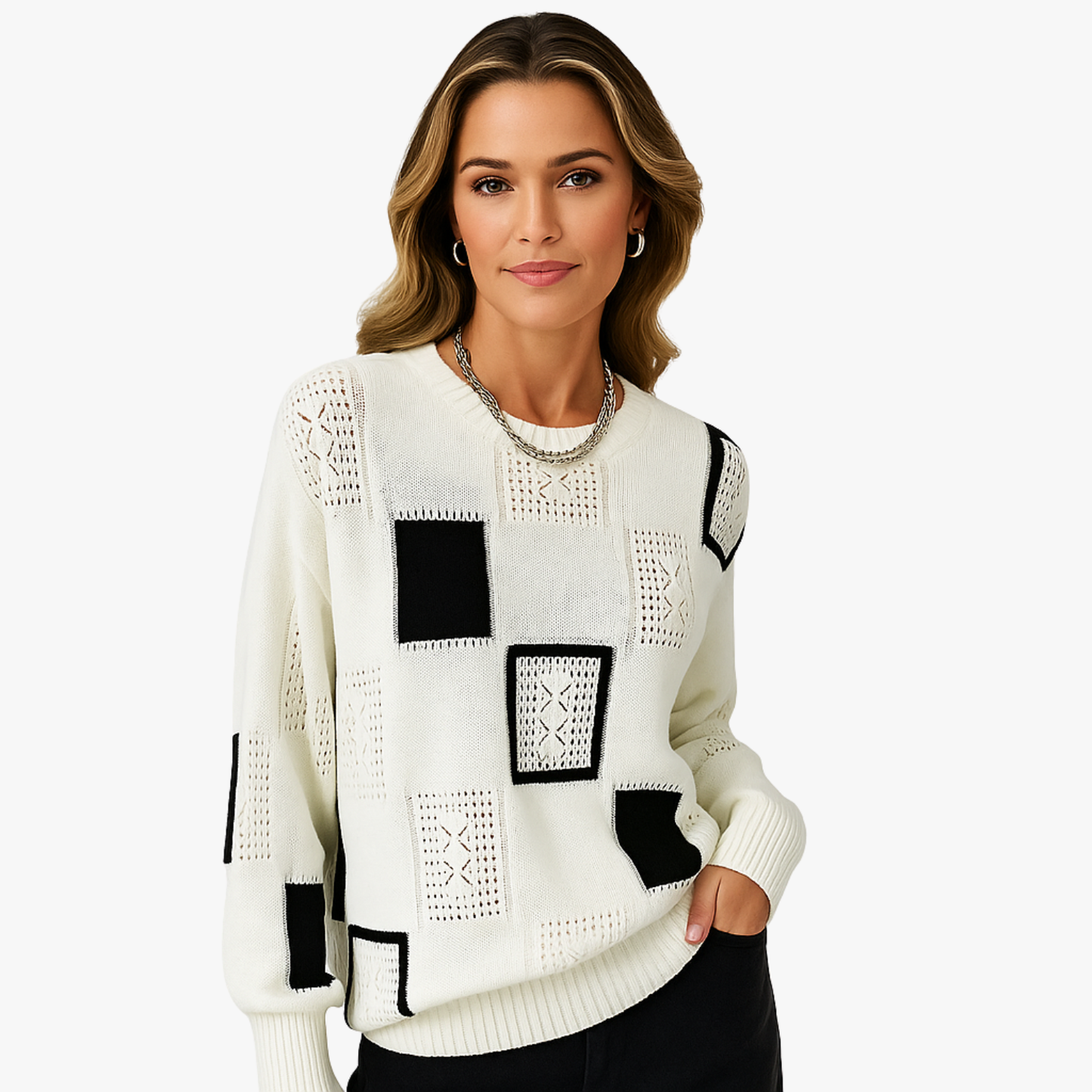Unique Women’s Patchwork Knit Sweater
