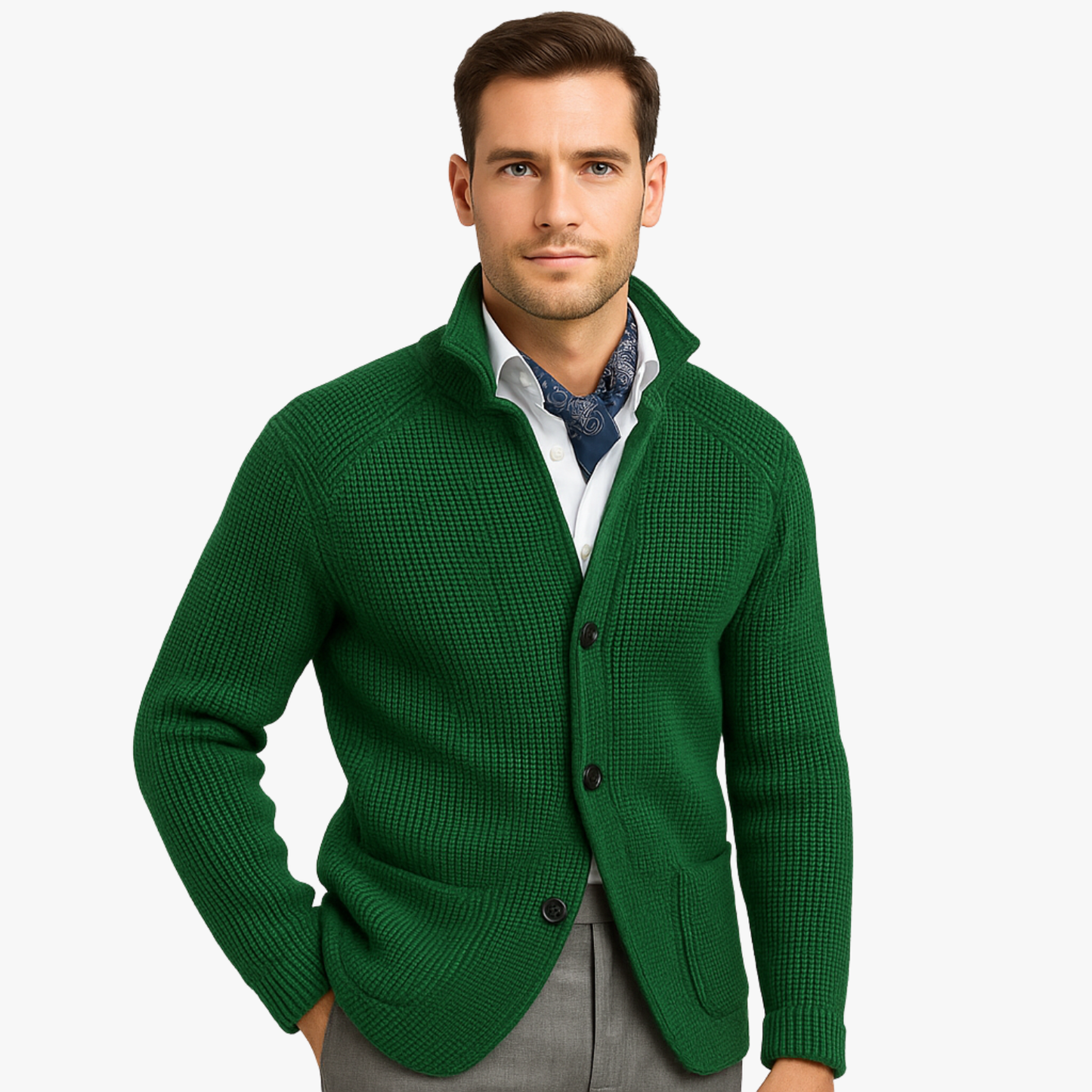 Men’s Retro Military Knit Cardigan