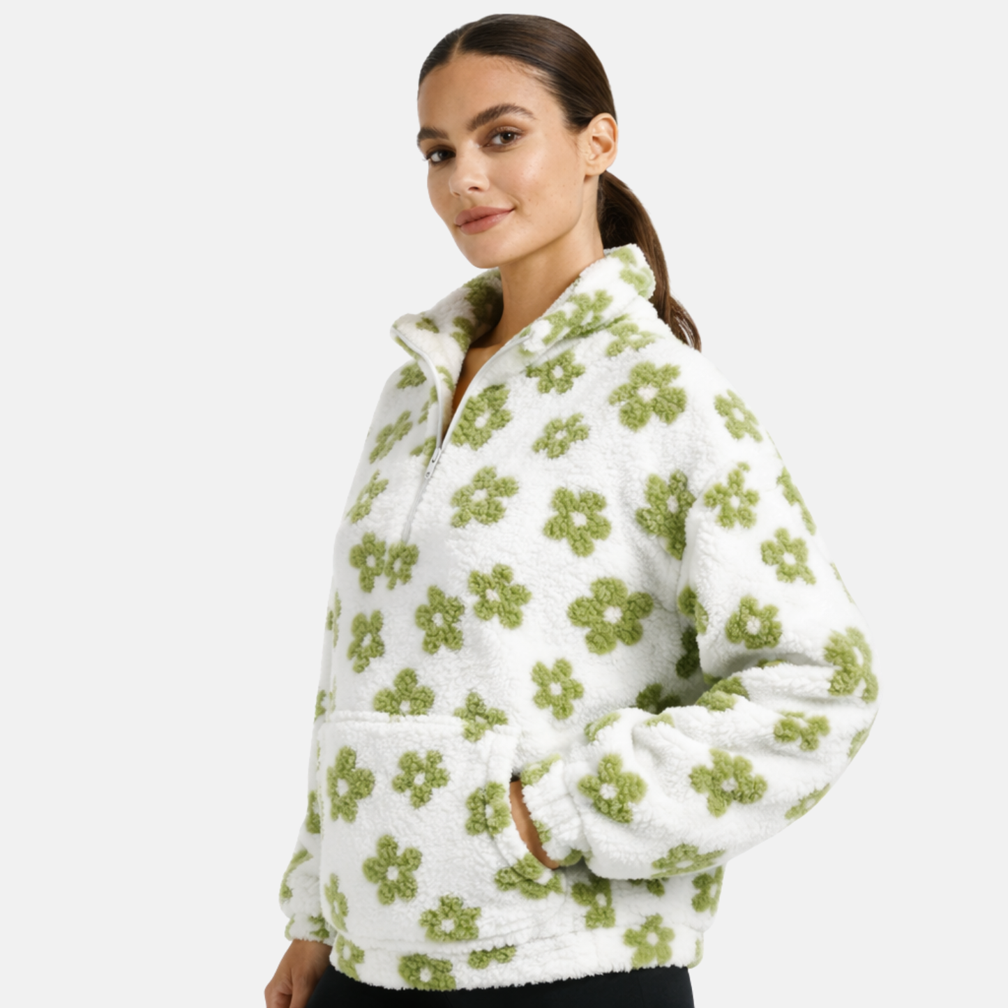 Women’s Fleece Half Zip Pullover Winter Sherpa Warmth