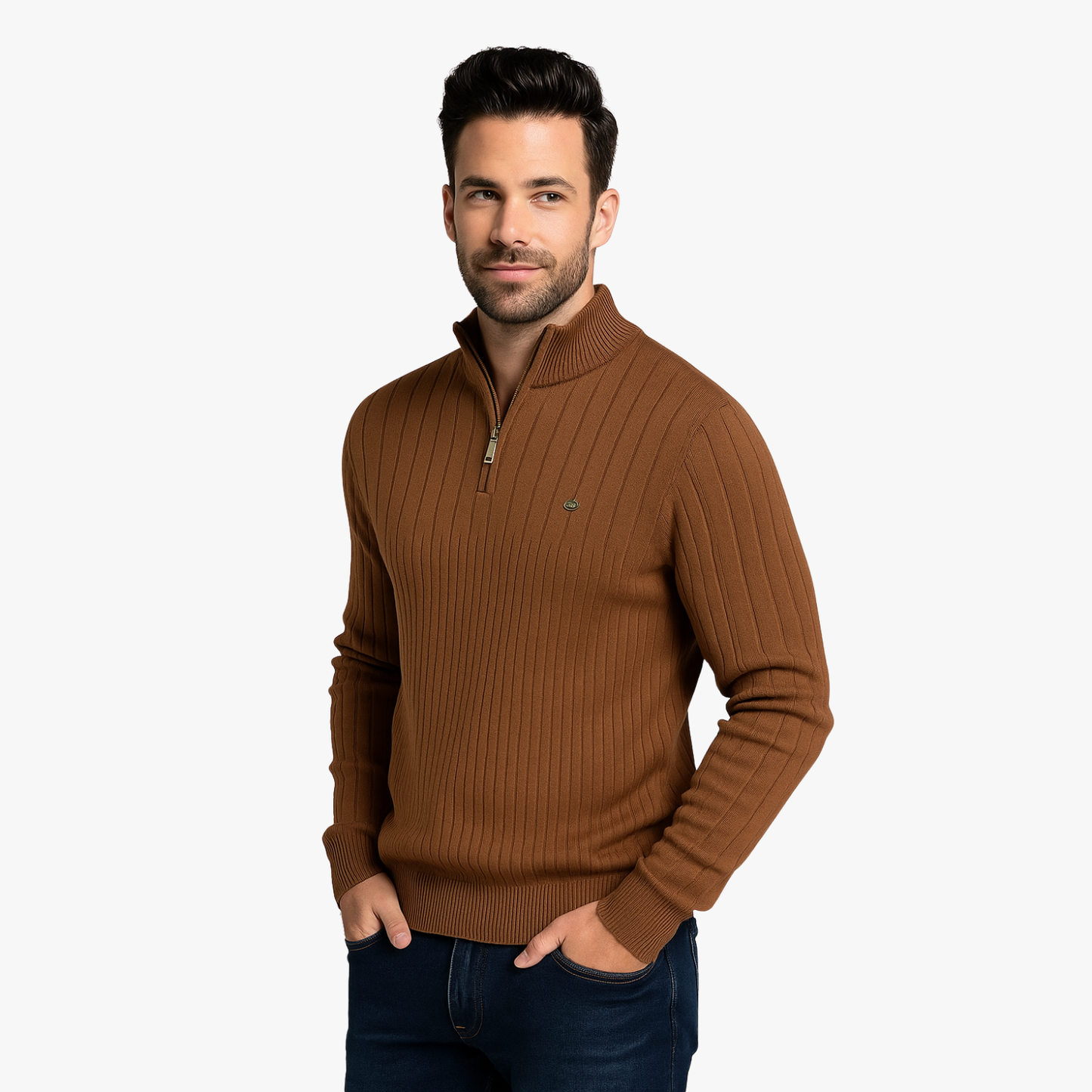 Men’s Zipped High-Neck Winter Sweater