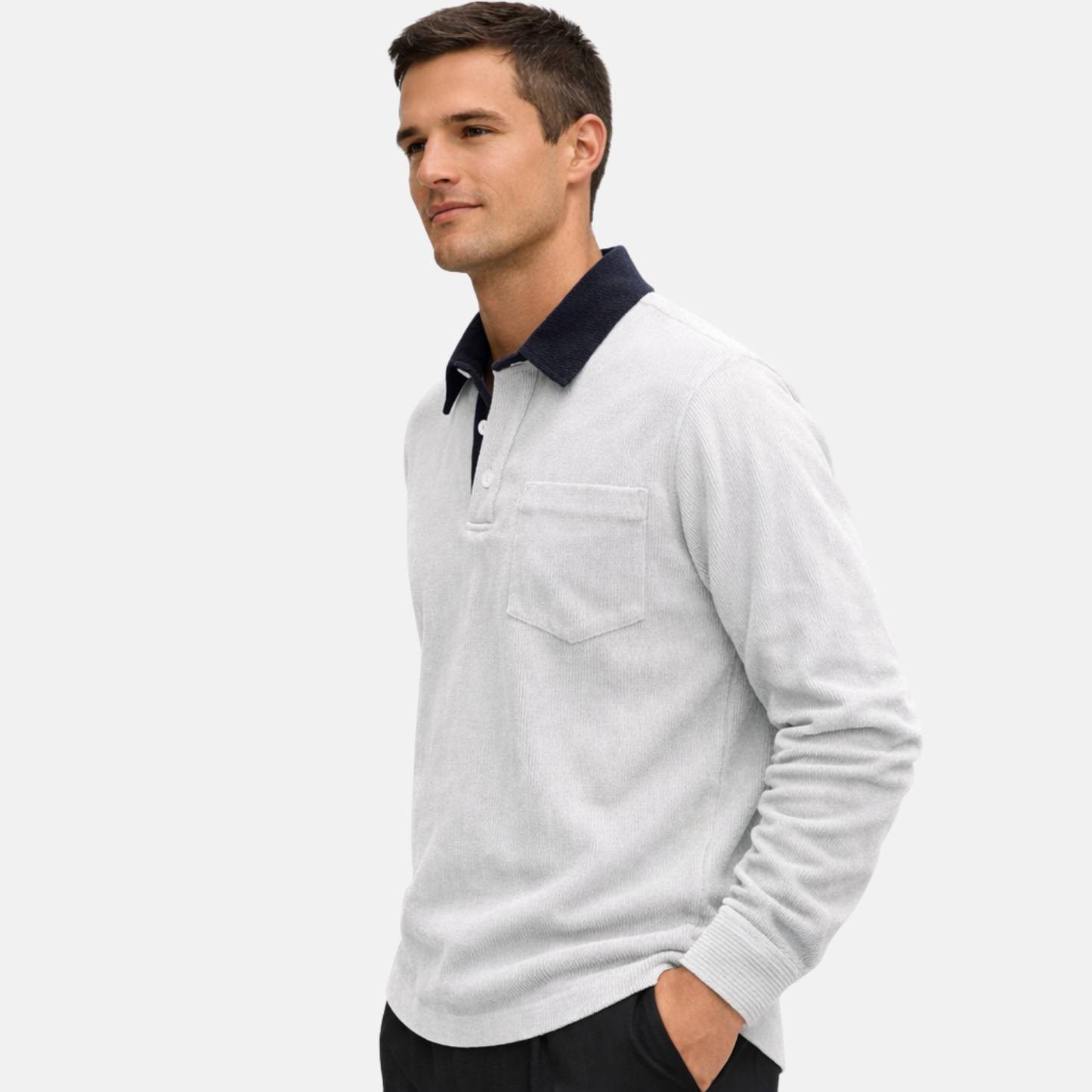 Men’s Cotton Corduroy Long Sleeve Polo Shirt