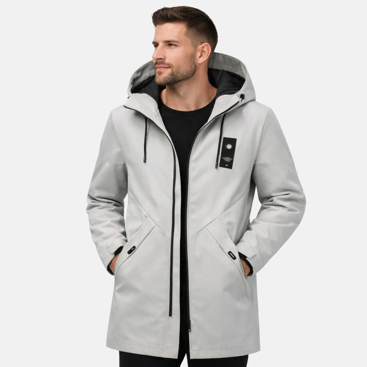 Men’s Waterproof Winter Jacket Polyester Hooded Insulated Outerwear