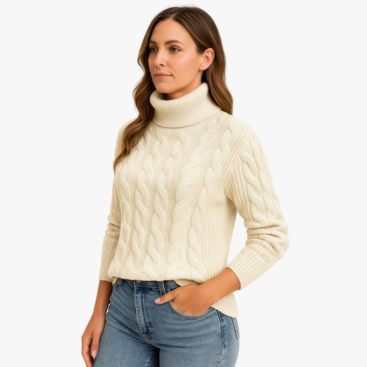 Elegant Women’s High Neck Knit Sweater