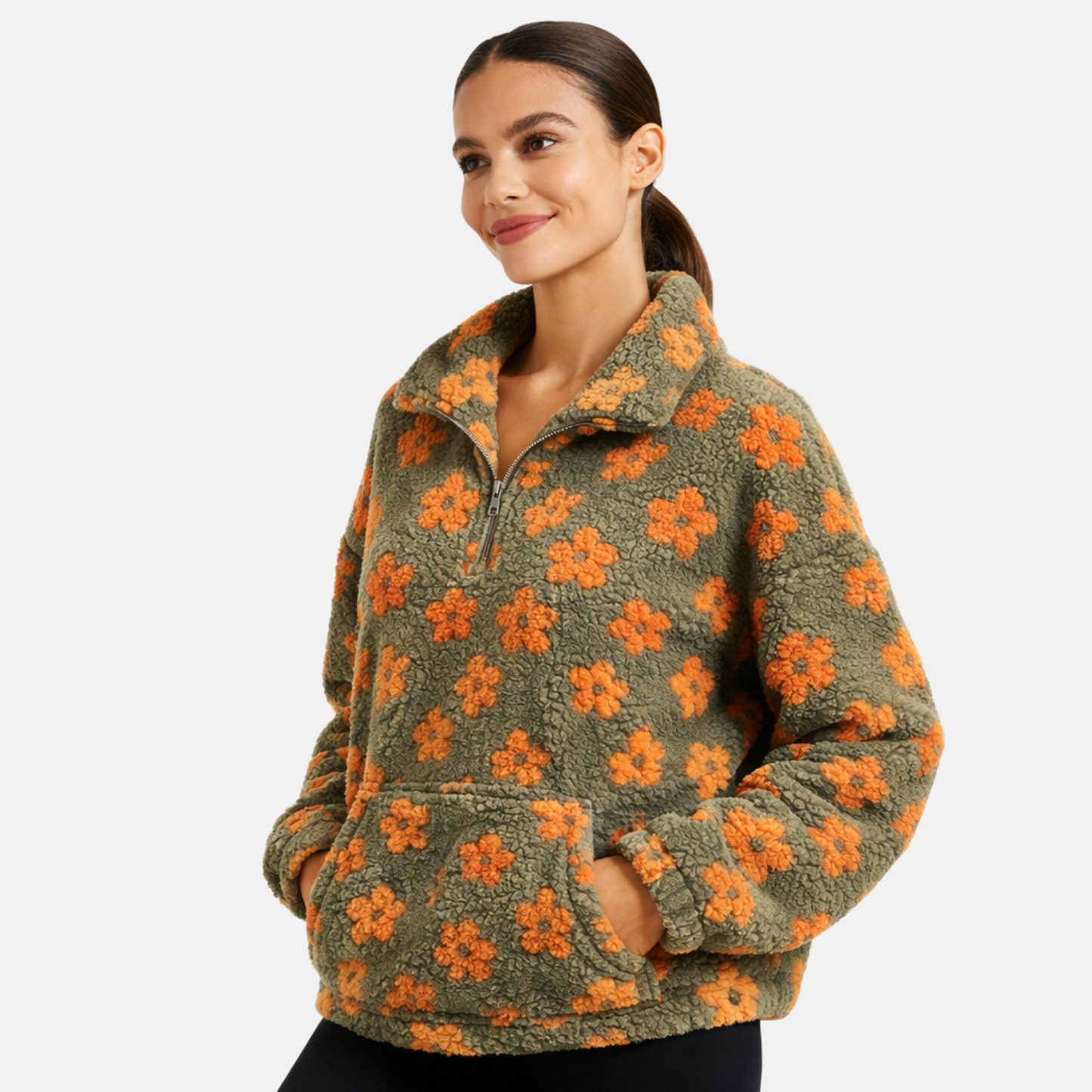 Women’s Fleece Half Zip Pullover Winter Sherpa Warmth