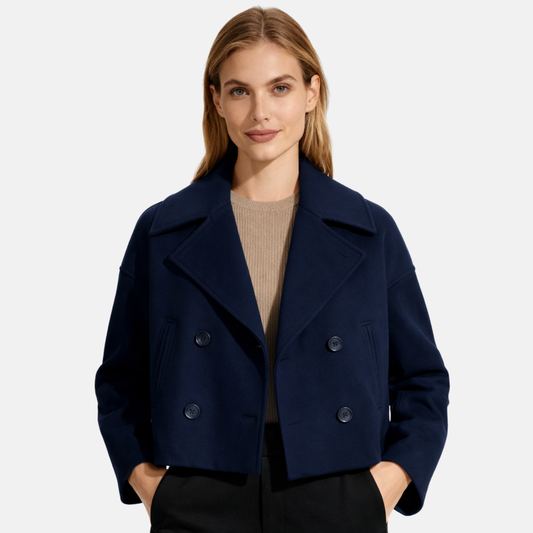 Women’s Cropped Wool Blend Coat Winter Tailored Outerwear