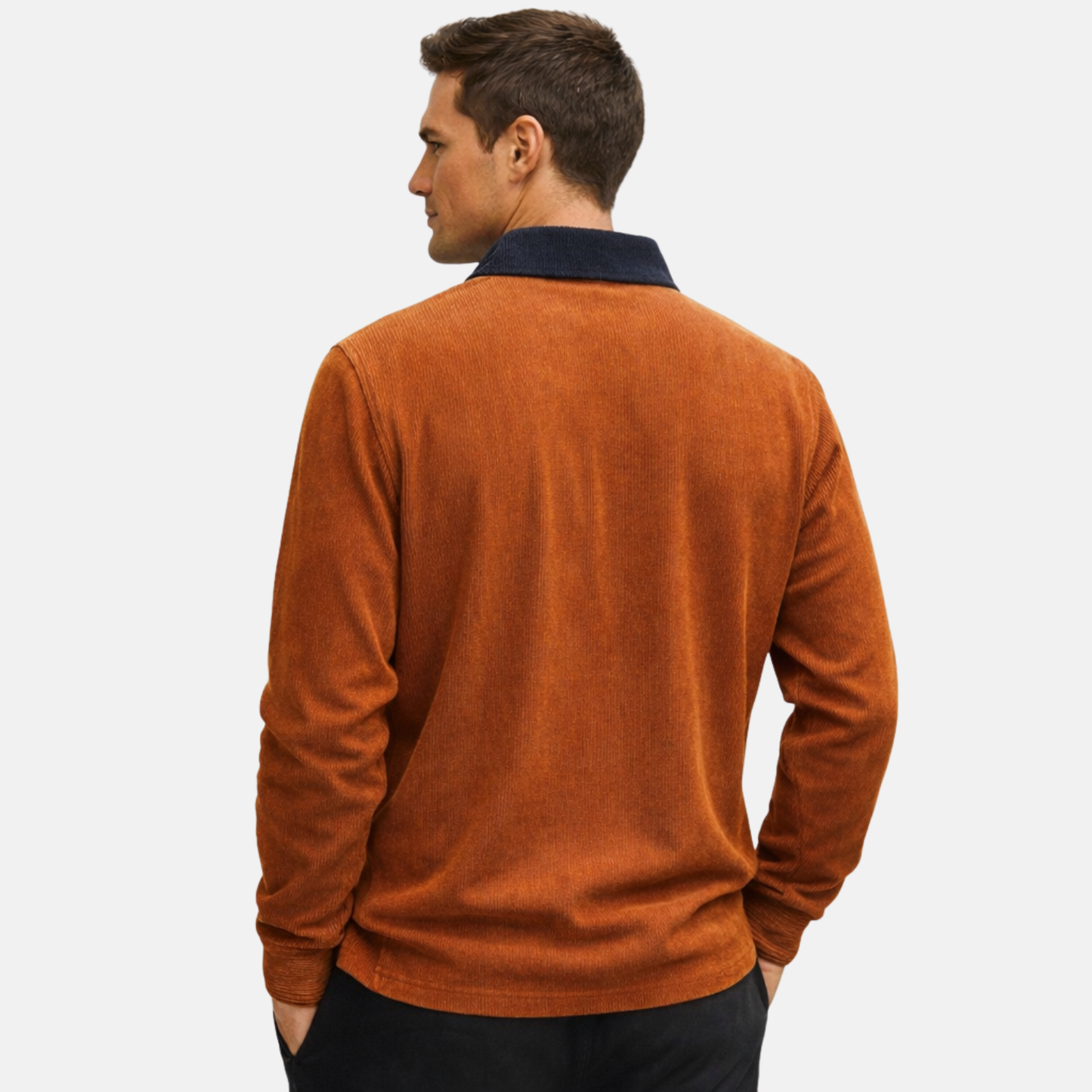 Men’s Cotton Corduroy Long Sleeve Polo Shirt