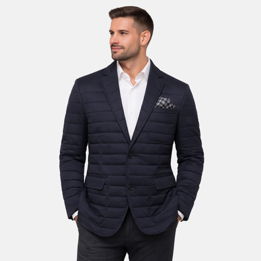 Men’s Quilted Blazer Jacket Autumn Cotton Blend Lightweight Outerwear